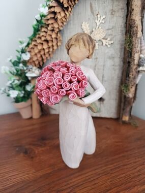 Willow Tree - Abundance 2012 - Girl Holding Large Pink Bouquet